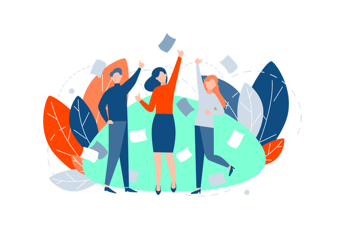 Equipe de negócios comemora o sucesso  Ilustração