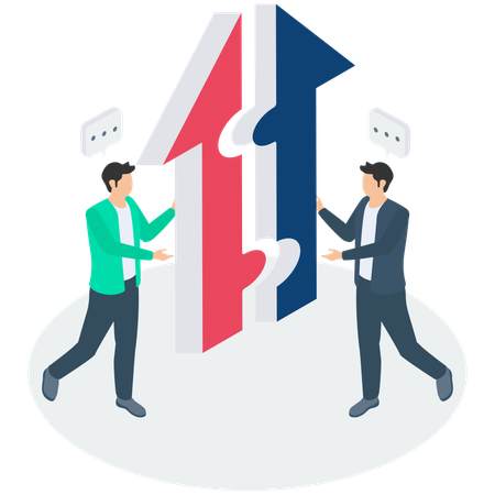 Equipe de negócios encontrando soluções de quebra-cabeça  Ilustração