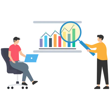 Equipe de negócios fazendo análise econômica  Ilustração