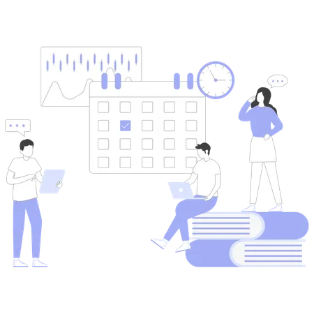 Equipe de negócios fazendo gerenciamento de fluxo de trabalho  Ilustração