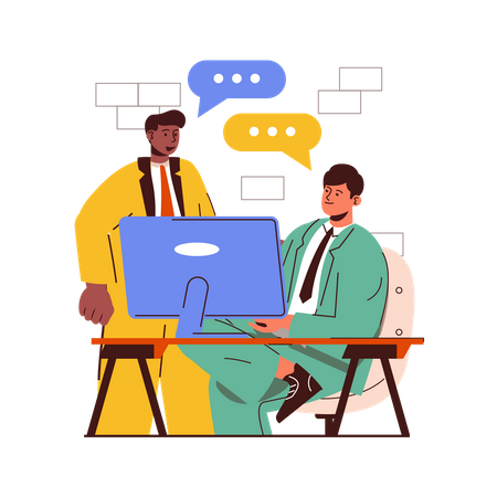 Equipe de negócios fazendo discussão de negócios  Ilustração