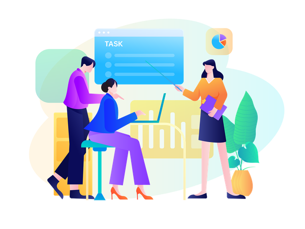 Equipe de negócios fazendo tarefa de negócios para relatório de negócios  Ilustração