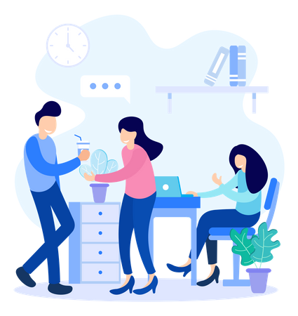 Equipe de negócios fofocando durante o tempo livre  Ilustração