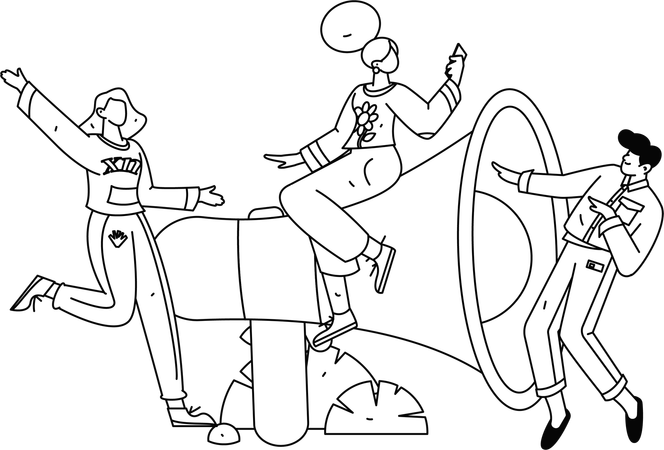 Equipe de negócios trabalhando em estratégias  Ilustração