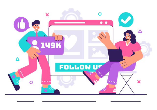Equipe de negócios trabalhando em promoção digital  Illustration