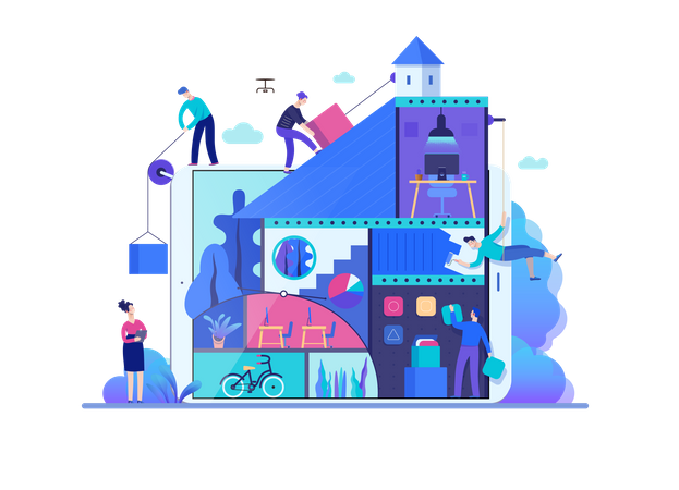 Equipe de negócios trabalhando juntos no projeto  Ilustração