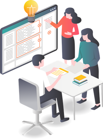 Equipe de negócios trabalhando juntos no projeto  Ilustração