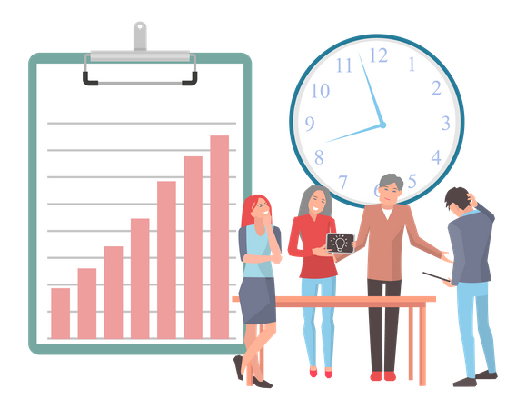 Equipe de negócios trabalhando em análise de negócios  Ilustração