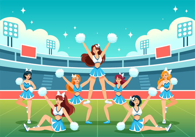 Équipe de pom-pom girls  Illustration