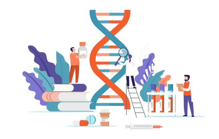 Équipe de recherche médicale effectuant des recherches sur l'ADN  Illustration