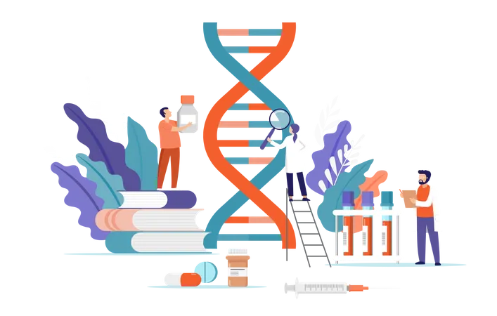 Équipe de recherche médicale effectuant des recherches sur l'ADN  Illustration