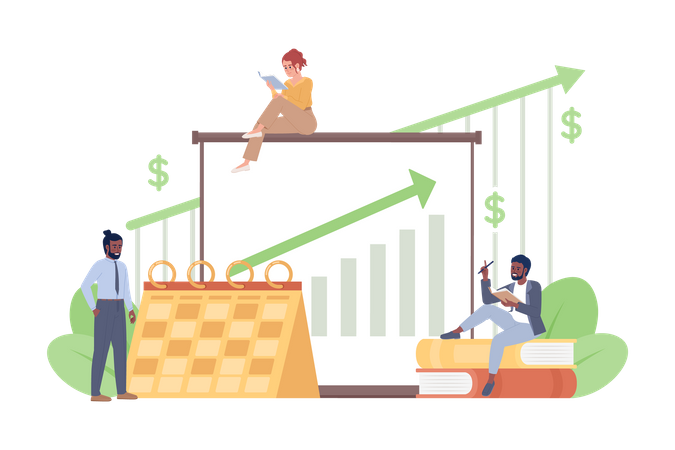 Équipe de spécialistes des ventes travaillant sur la croissance des ventes  Illustration