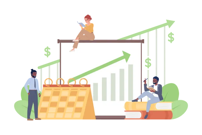 Équipe de spécialistes des ventes travaillant sur la croissance des ventes  Illustration