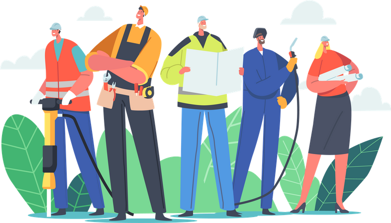 Equipe de trabalhadores industriais  Illustration