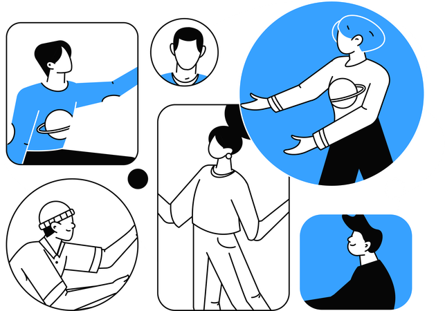 Une équipe d'employés organise une réunion en ligne  Illustration