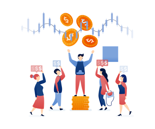 Équipe d'employés travaillant sur l'analyse financière  Illustration