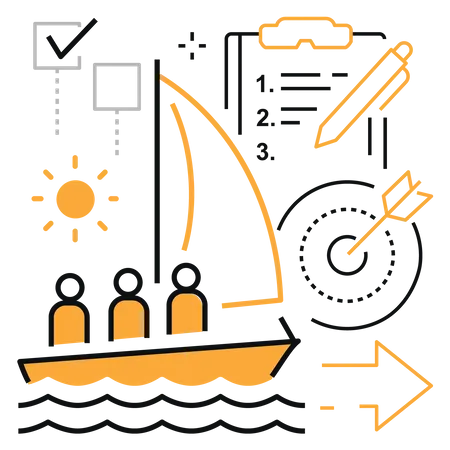 Équipe commerciale travaillant vers l'objectif  Illustration