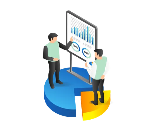 Equipe discutindo o desenvolvimento da cooperação empresarial  Ilustração