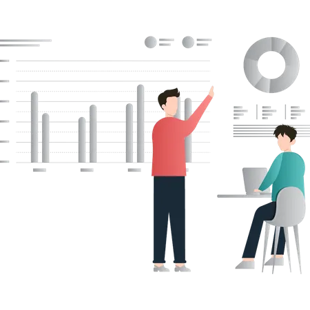 Équipe effectuant une analyse commerciale  Illustration