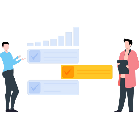 Équipe effectuant l'analyse des commentaires des clients  Illustration