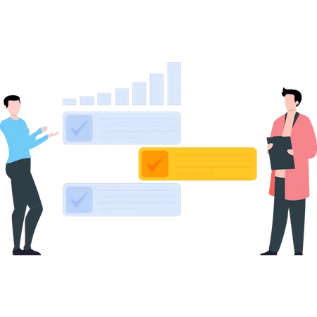 Équipe effectuant l'analyse des commentaires des clients  Illustration