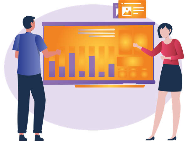 Équipe effectuant une analyse commerciale  Illustration
