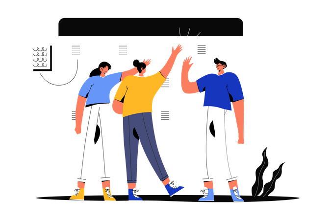 Équipe commerciale analysant les données  Illustration