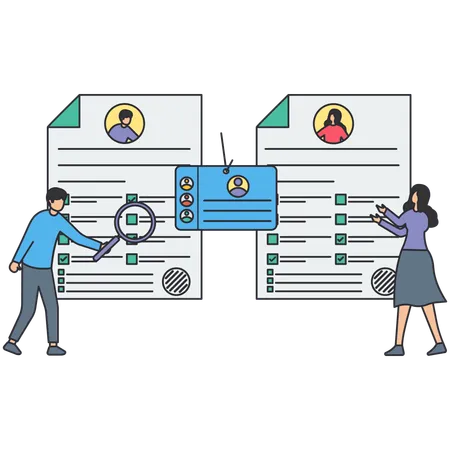 L'équipe RH de l'entreprise examine les CV  Illustration