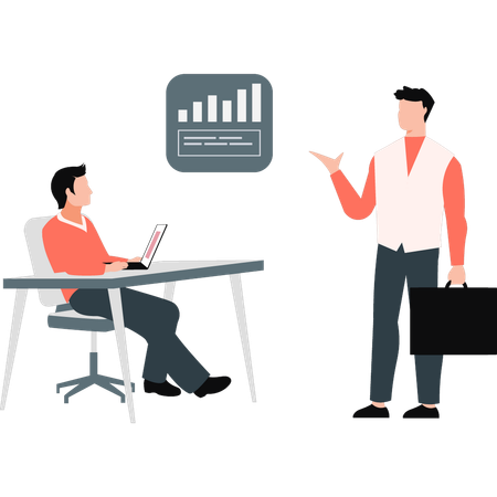 L'équipe se réunit pour analyser le développement commercial de l'entreprise  Illustration