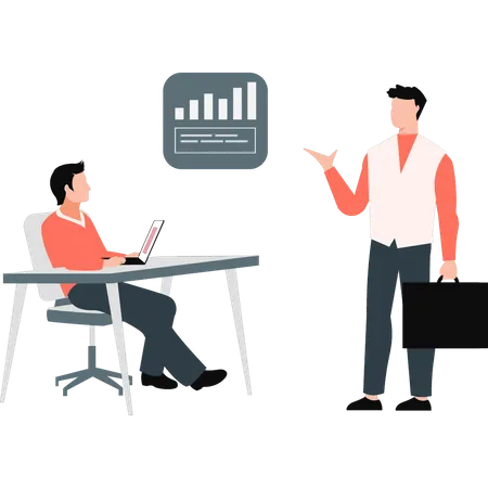 L'équipe se réunit pour analyser le développement commercial de l'entreprise  Illustration