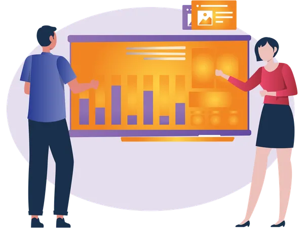 Équipe effectuant une analyse commerciale  Illustration