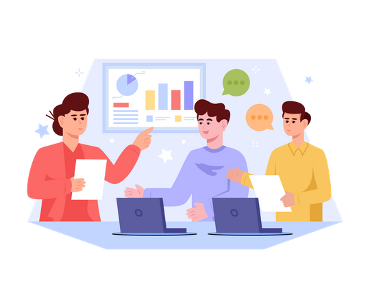 Equipe fazendo análise da web  Ilustração