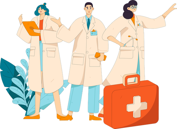 Equipe médica trabalhando em pandemia cobiçosa  Ilustração