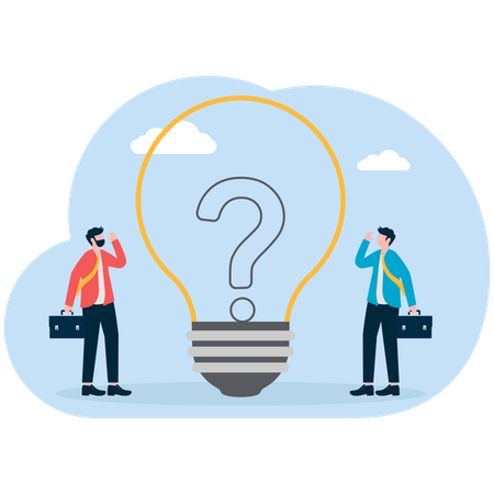 A equipe pensa em ideias criativas para resolver problemas  Ilustração