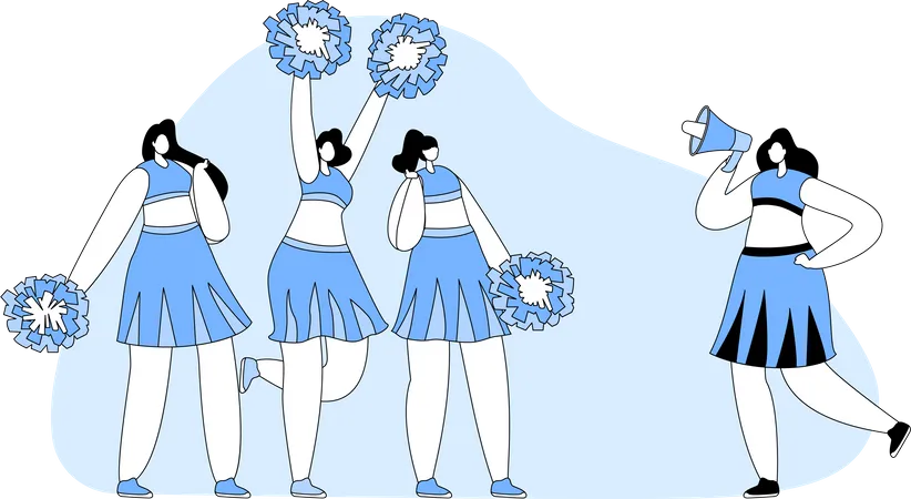 Pom-pom girls d'équipe se produisant lors d'un événement  Illustration