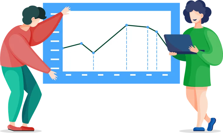 Équipe présentant un graphique d'analyse  Illustration