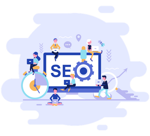 Equipe trabalhando em SEO  Ilustração