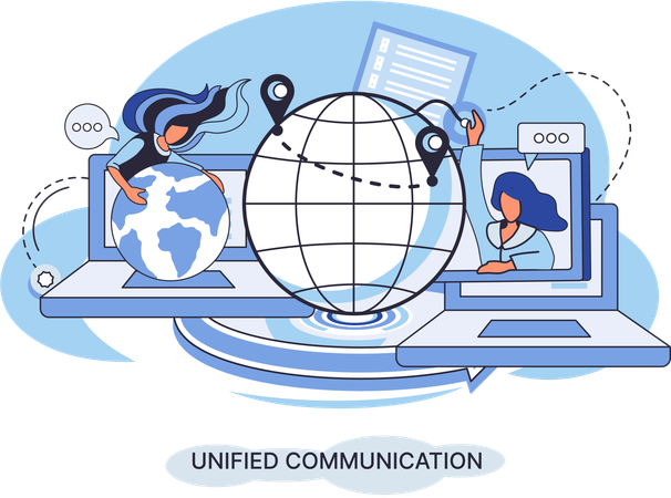 Equipe usando comunicação unificada  Ilustração