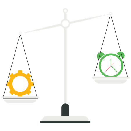 Équipement et horloge sur la balance  Illustration