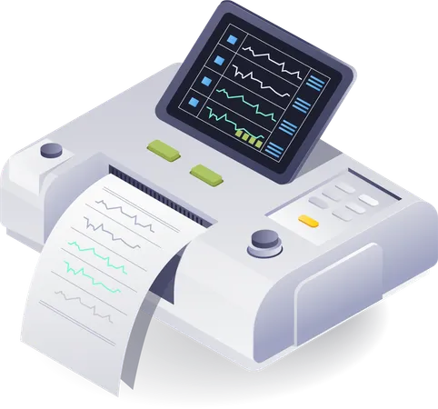 Patient de machine d'ecg d'équipement médical  Illustration