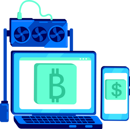 Equipment for cryptocurrency mining Illustration