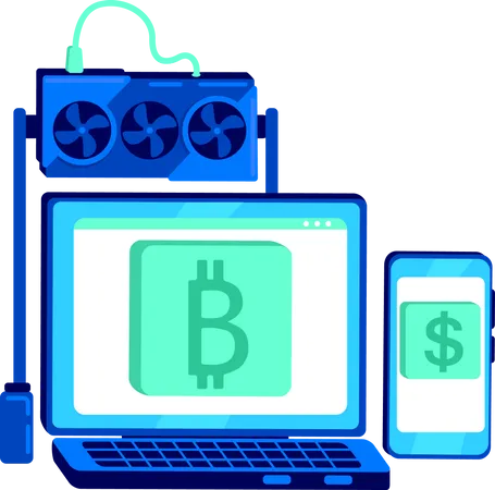 Equipment for cryptocurrency mining  Illustration