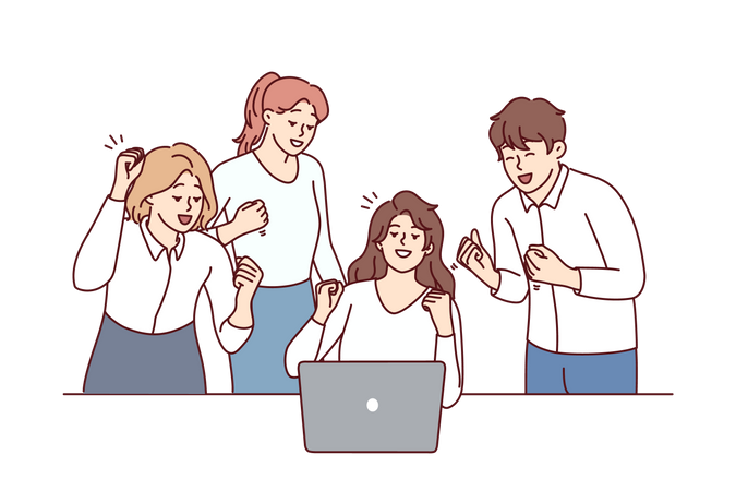 El equipo aplaude el éxito  Ilustración