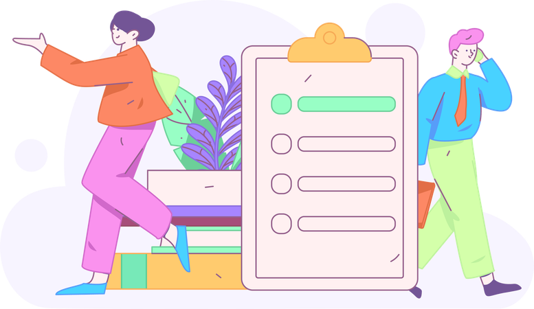 Equipo analiza detalles de kyc  Ilustración