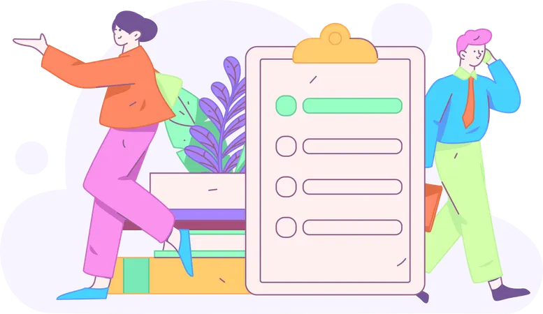 Equipo analiza detalles de kyc  Ilustración