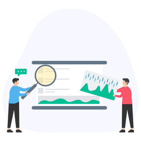 Equipo analizando el Informe de Mercado  Ilustración