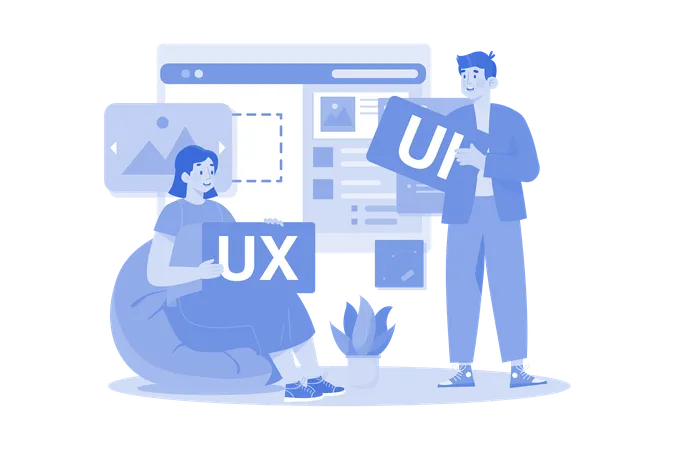 Equipo de diseñadores UI UX trabajando juntos  Ilustración
