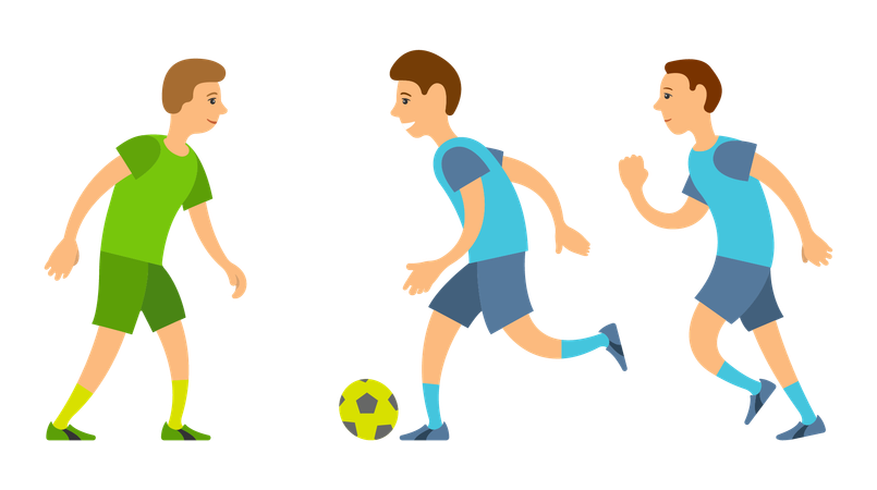 Equipo de fútbol jugando al fútbol.  Ilustración