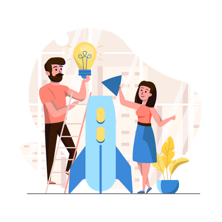 Equipo de inicio de negocios  Ilustración