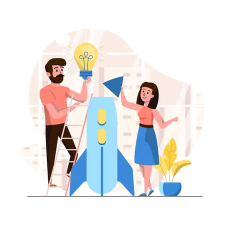 Equipo de inicio de negocios  Ilustración